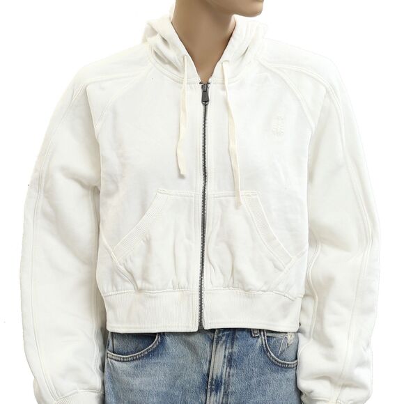 Free People FP Movement Side Line Zip Hoodie Jacket Top Ribbed White XS 281989 - Picture 8 of 10